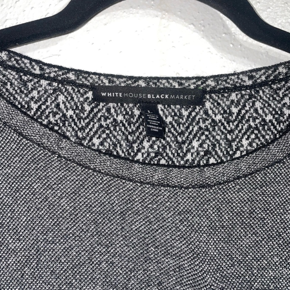 White House Black Market Women's Black and White Textured Sweater